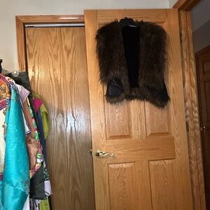 Simply Vera Vera Wang Dark Brown Faux Fur Vest
